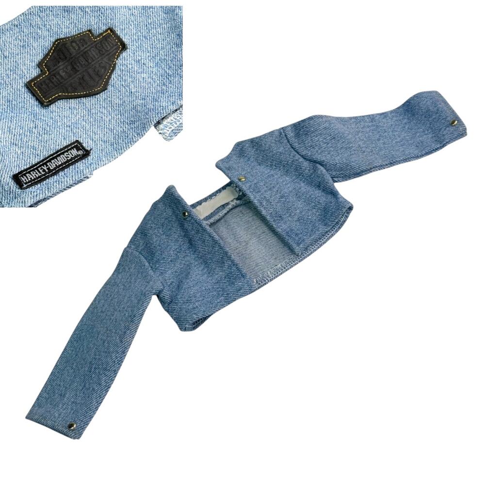 Motorcycle Biker Jean Jacket Fits American Girl OG My Life Dolls Denim HD Logo